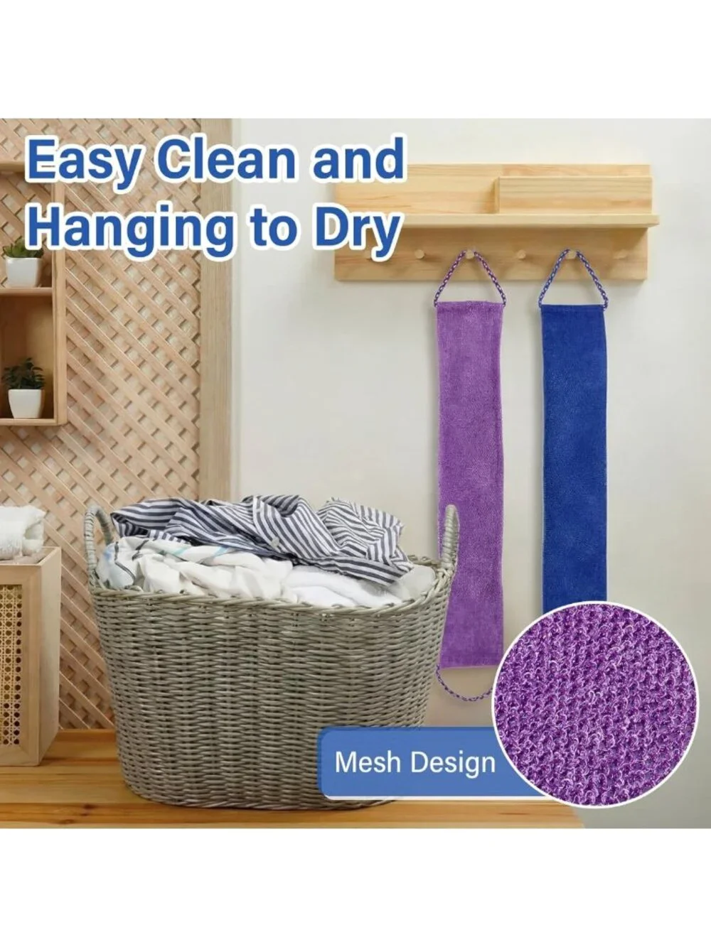 30 Pcs African Exfoliating Bath Sponge Set with Handles - Colorful Loofah